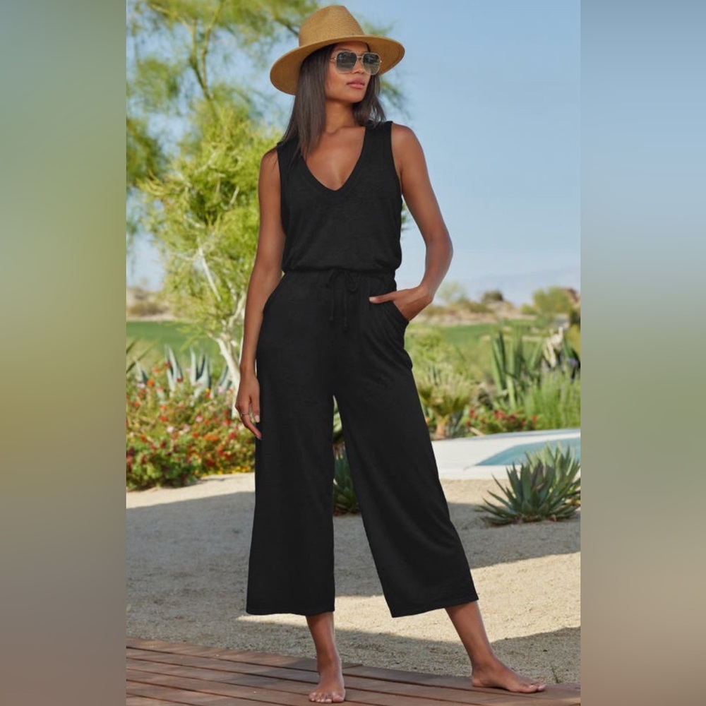 Becca Beach Date Wide Leg Cover-Up Jumpsuit Size Small